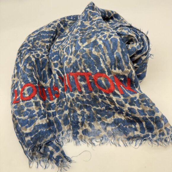 Authentic LOUIS VUITTON Etoile Lizard Stole M74962 Navy #36635512 - Picture 9 of 12